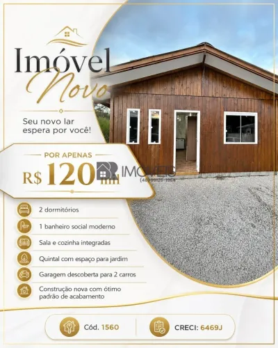 Casa Nova e Mobiliada à Venda 2 Dormitórios