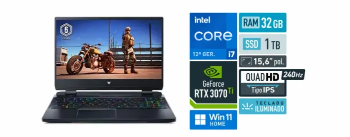 Acer Predator - i7, RTX 3070 Ti, 32 GB de ram, 1tb nvme.