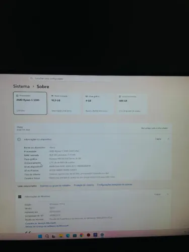 CPU GAMER RYZEN 5 5500+RX 550 4GB+ 16GB RAM DDR4 2400 MHZ