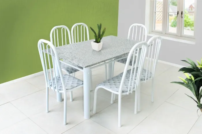 Promoção conjunto mesa de 6 cadeiras granito 1.40 Madrid = Frete e montagem  gratis