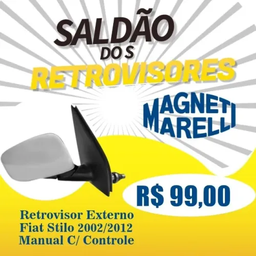 Retrovisor Externo Fiat Stilo Manual com Controle Ano: 2002 Até 2012