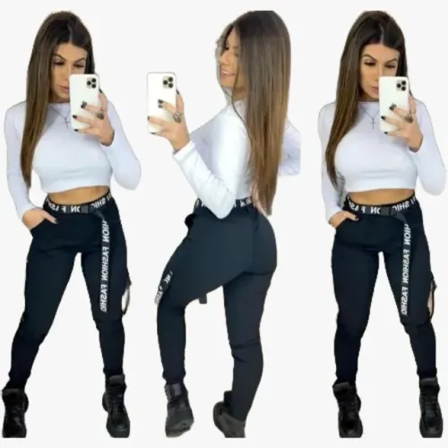 Calça Feminina jogger bengaline moda gringa blogueira p m g 