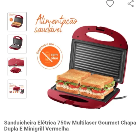 Sanduicheira grill Multilaser 220v