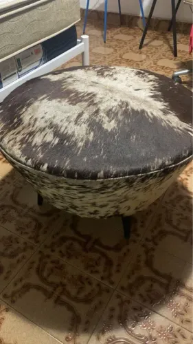 Puff Vintage Couro 90cm diâmetro 