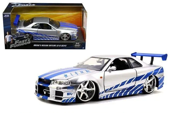 Miniatura Velozes e Furiosos Nissan Skyline Gt-R34 Brian escala 1/24 jada toys