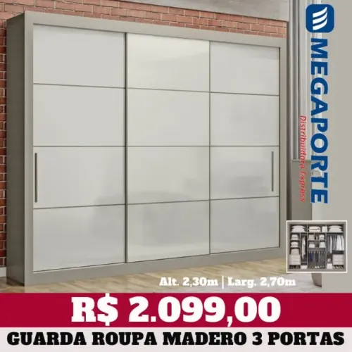 Guarda Roupa Casal 3 Portas de Correr 6 Gavetas (Novo) Entrega Grátis!