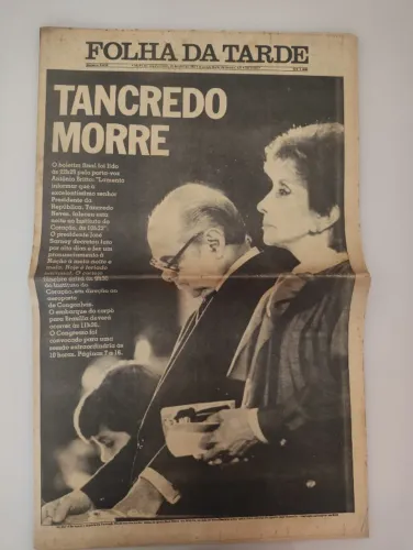 Edição histórica da Folha da Tarde de 21/04/1985 sobre a morte de Tancredo Neves.