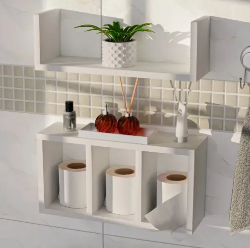 Prateleira e Porta Papel Higiênico para Banheiro