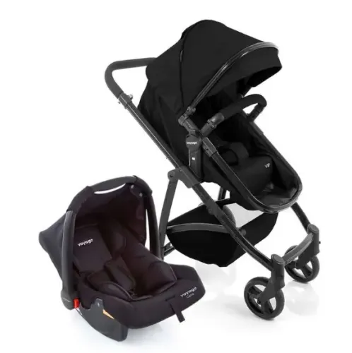 Carrinho de Bebê Berço Passeio e Moisés Vip Preto Voyage