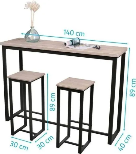 Mesa de Bar com 2 Banquetas - Design Moderno - 140cm