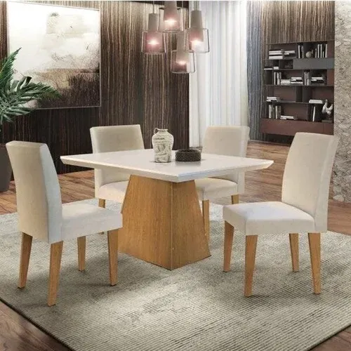 Mesa de Jantar com 4 Cadeiras Luna 90X90 Novo direto da fabrica