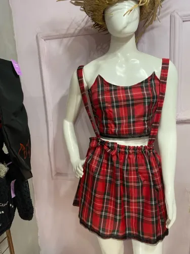 Conjunto Xadrez Vermelho e Preto festa junina