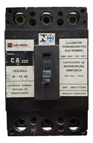 Disjuntor Caixa Moldada Cutler-hammer 3p 200a Ca 225