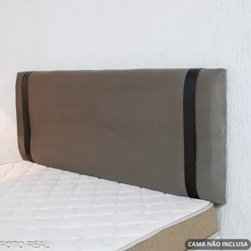 Painel Cabeceira Casal Leticia Veludo Cinza - Entrega Rápida!