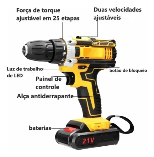 Parafusadeira Sem Fio ECOSEN 21V com Duas Baterias - Potência e Praticidade em Qualquer Lu