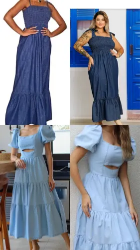 Dois Vestidos Midi Jeans - Novos