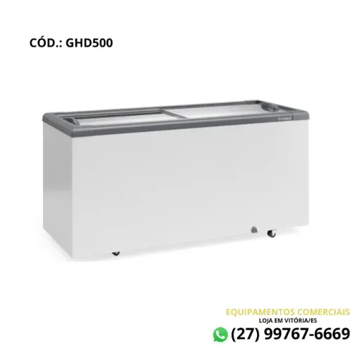 Freezer Horizontal para Congelados Branco 500 Litros 2 Tampas Vidro - Gelopar