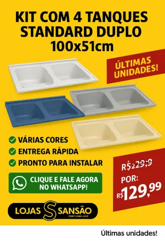 Tanque Standard Duplo 100x51cm - Diversas Cores