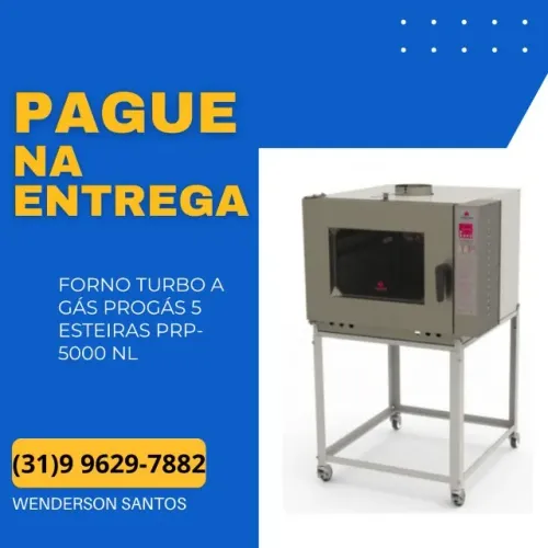 Forno Turbo A Gás Progás 5 Esteiras Prp-5000 NL Novo