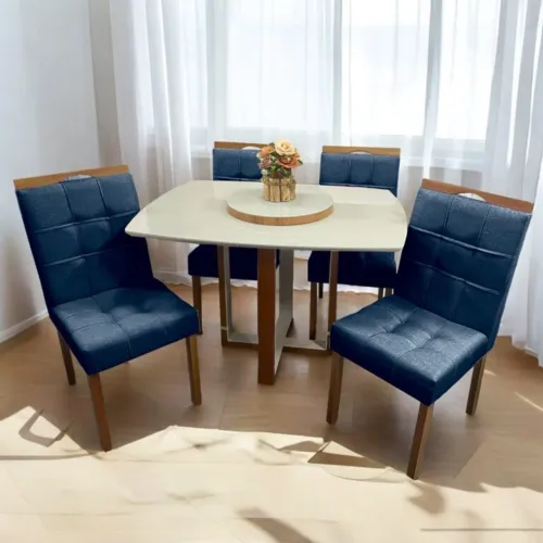 Mesa de Jantar 120×90 com 4 Cadeiras Sara tt32