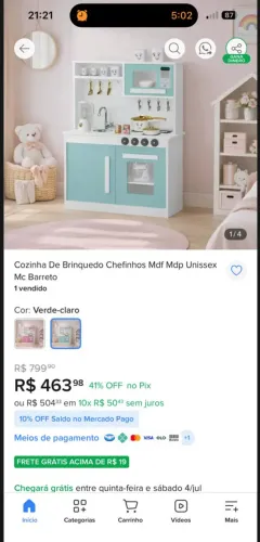 Cozinha De Brinquedo Chefinhos Mdf Mdp Unissex Mc Barreto
