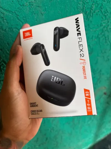 Fone JBL Wave Flex 2 Bluetooth Preto Original + Caixa e Cabo