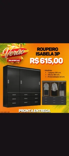 Guarda roupa de casal porta de correr e 9 gavetas