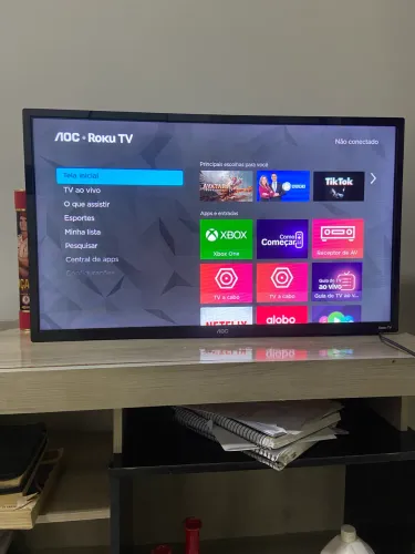 TV AOC Roku TV 32 LED - Funcionando - Sem Controle