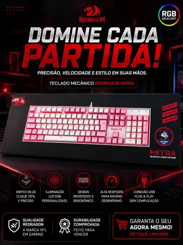 Teclado gamer rosa Redragon