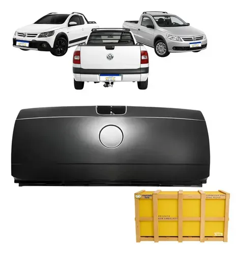Tampa Traseira Vw Saveiro G5 2009 2010 2011 2012 2 Furos Preto Liso Para Pintura