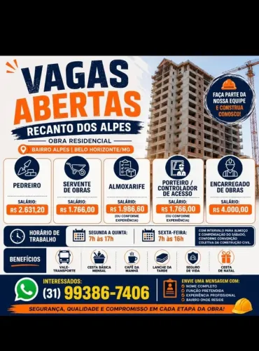 Vaga de Pedreiro CLT