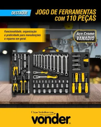CAIXA DE FERRAMENTAS VONDER 110 PEÇAS 