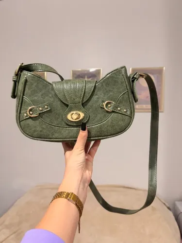 Bolsa Verde vintage transversal - 2 alças