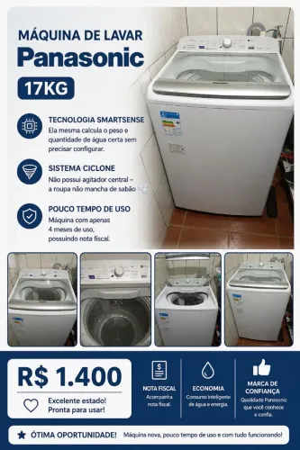 Máquina de lavar 17kg Panasonic nova