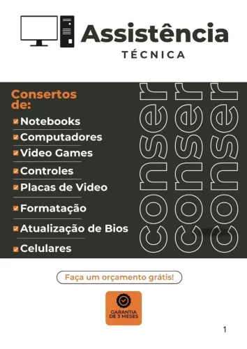 Assistência técnica especializada em reparos de notebooks, vídeo games, e computadores.