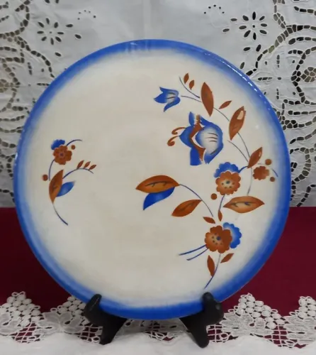 Antigo Prato De Bolo Maua Trenzinho Detalhes De Flores