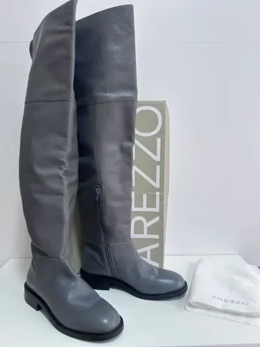 bota over the knee arezzo em couro cinza 36