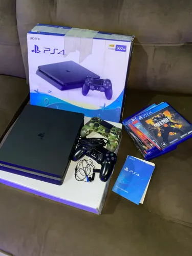 PS4 Slim 1TB Original | 10 Jogos | 2 Controles | Fone e Caixa