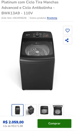 Máquina de lavar Brastemp cinza ,13kG