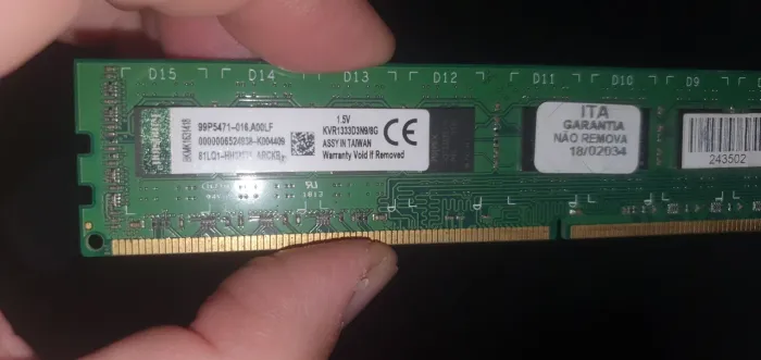 Memórias DDR3 1333, 8 e 4 Gb Kingston