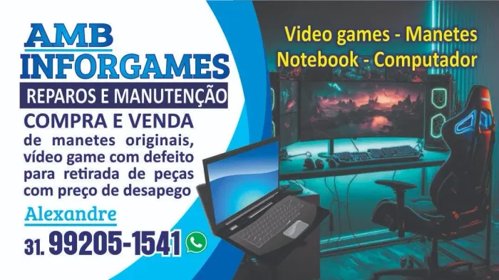 Manutenção em video games, notebook e manetes/controles