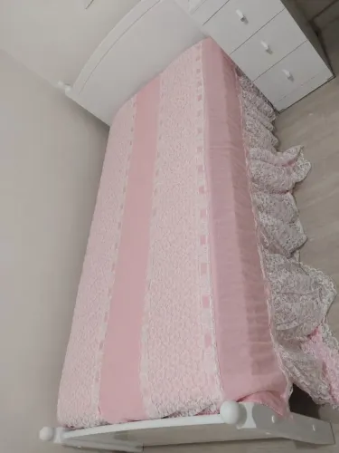 Colcha solteiro rosa com babados