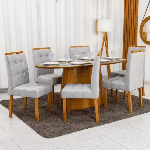 sala mesa jantar com 6 cadeiras