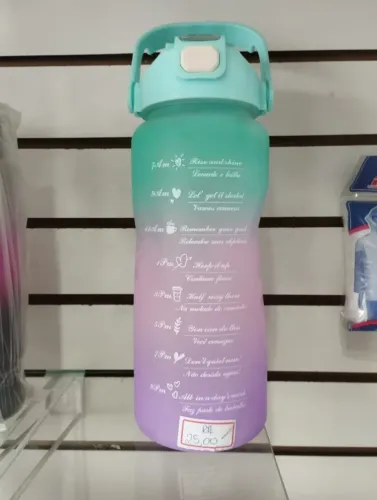 Garrafa Motivacional 2L com Marcador de Horas e Alça - Squeeze Fitness Academia Água