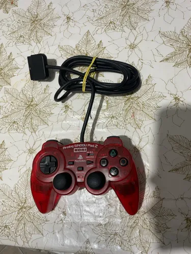 Controle hori ps2 translúcido vermelho
