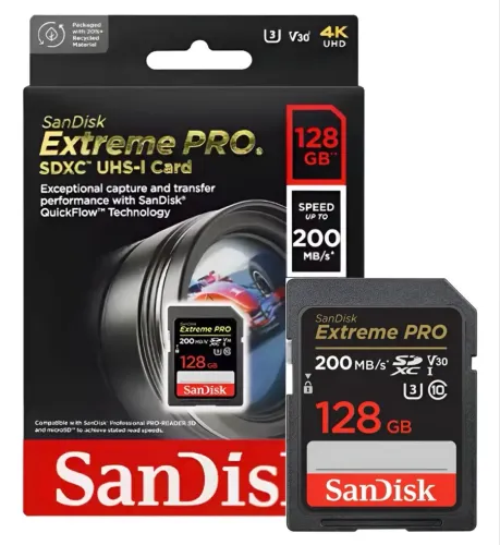Cartão de memória SD 128GB sandisk 4k