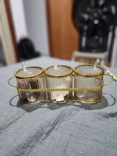Conjunto de 3 Porta Tempero e Mantimentos com Bandeija