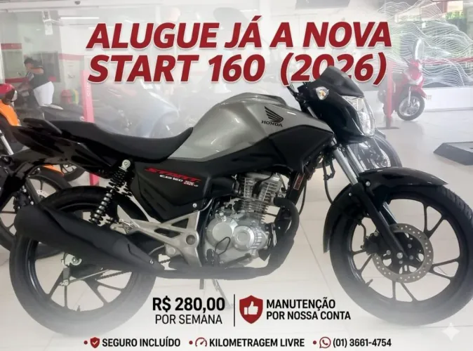ALUGUEL DE MOTO. START 160 $280 SEMANA,MAIS $300 CALÇÃO