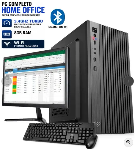 PC completo i5 monitor 19 8GB SSD, novo com garantia e brindes!