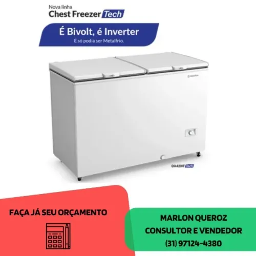 Congelador Horizontal Metalfrio 2 Tampas 417L
